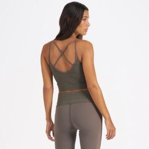 Vuori Oregano Rib Crop Tank Top Criss Cross Back- Women's size